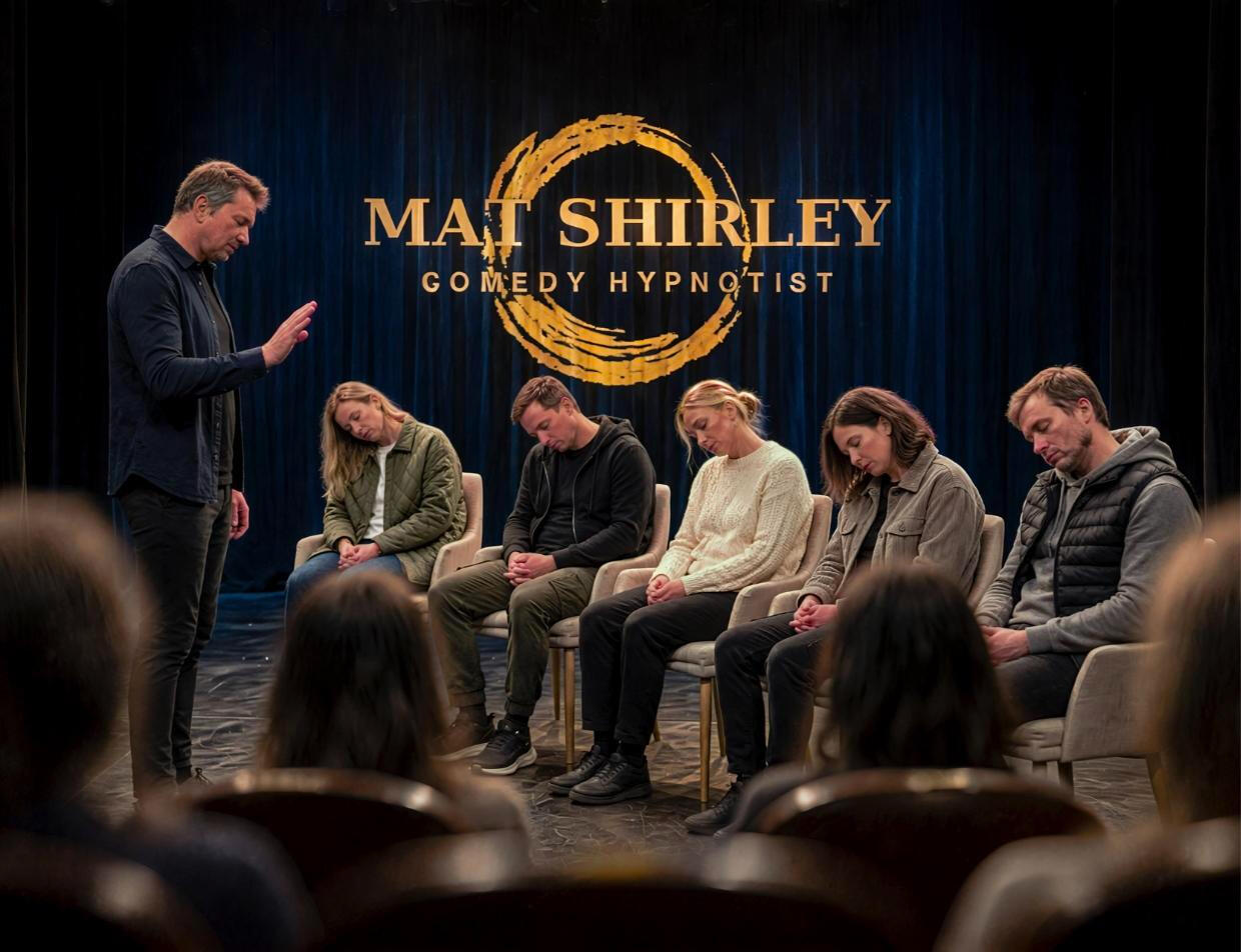 Mat Shirley comedy hypnotist performing on stage